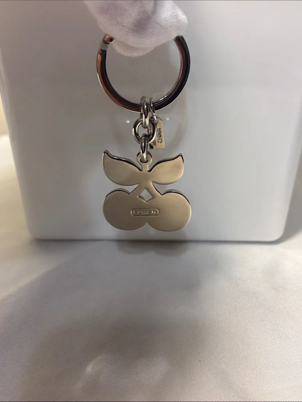 NWOT Vintage COACH Enamel Cherry Keyfob Bag Charm Y2K - Pristine Condition